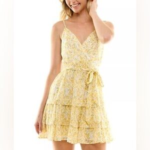 Trixxi yellow floral tiered dress